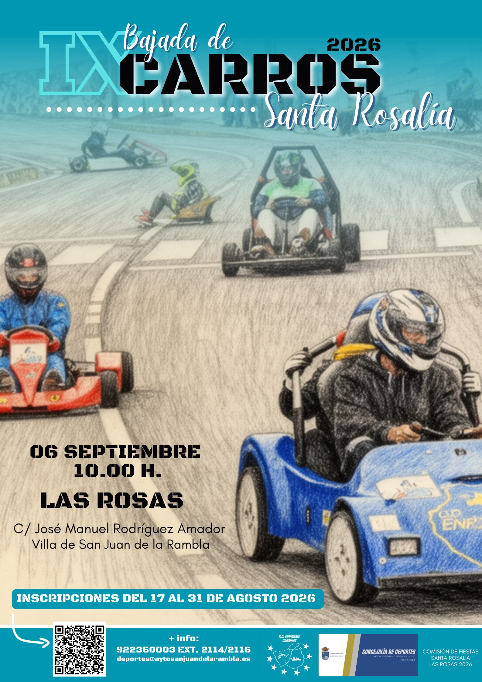 Cartel IX BAJADA DE CARROS (SANTA ROSALÍA)